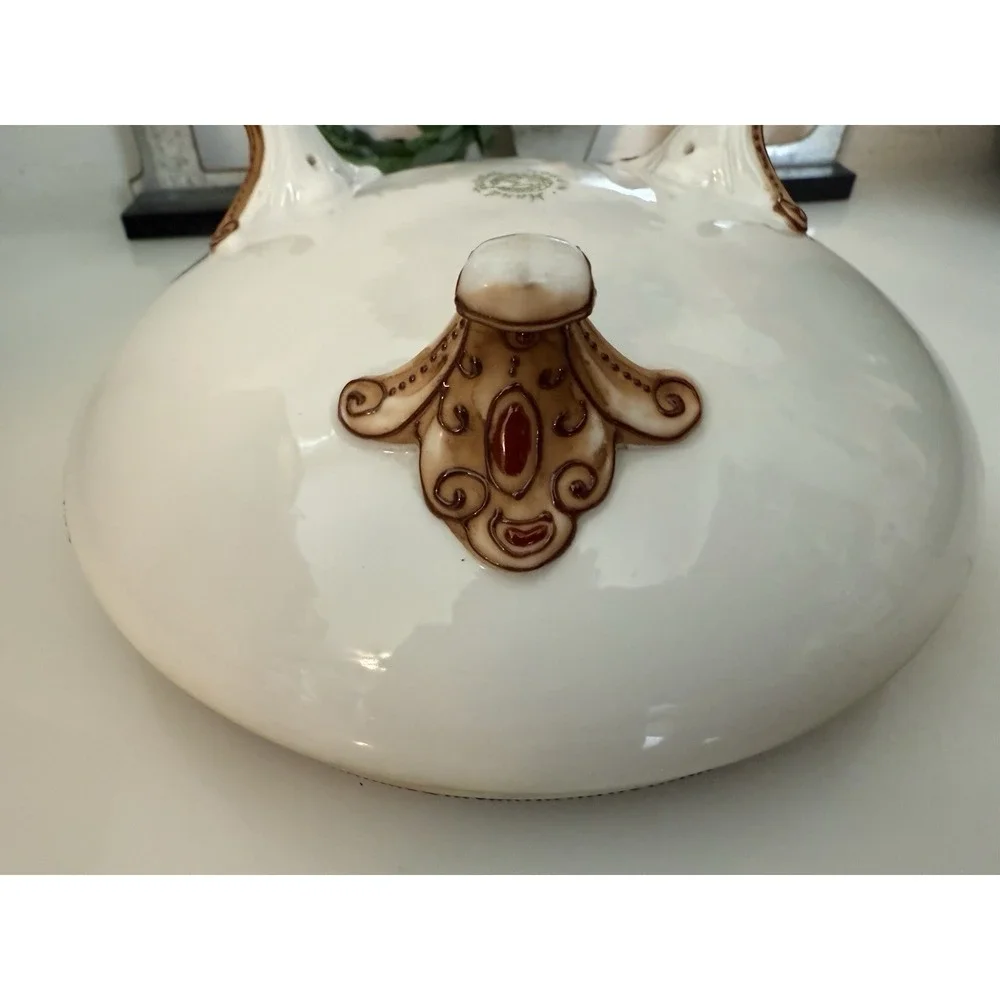 Vintage Nippon Morimura 3 Footed Bowl Browns Hand Painted 3D Walnut Japan‎ 5.5